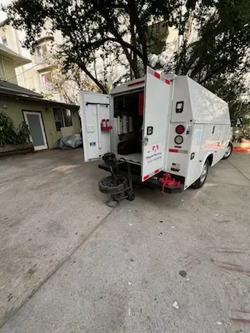 Magnet Plumbing service vehicle on-site for Sewer Line Repair in Sunset